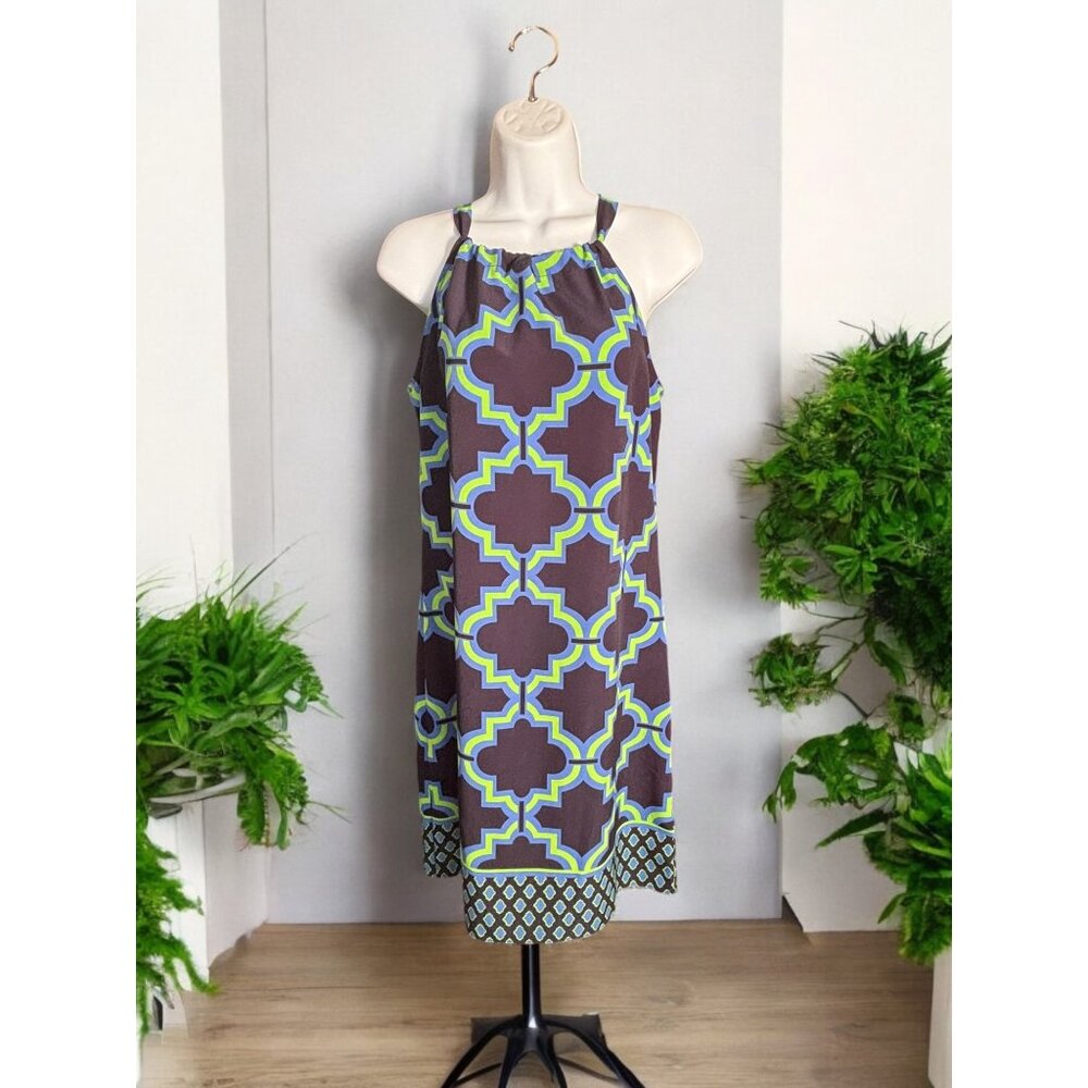 Crown & Ivy Women's Halter Above the Knee Dress Blue Green Size Small